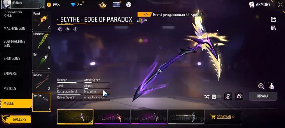 Free Fire Accounts Indonesia| M1887 Mamba GNAW,Peluru Suci | Scythe E image 9