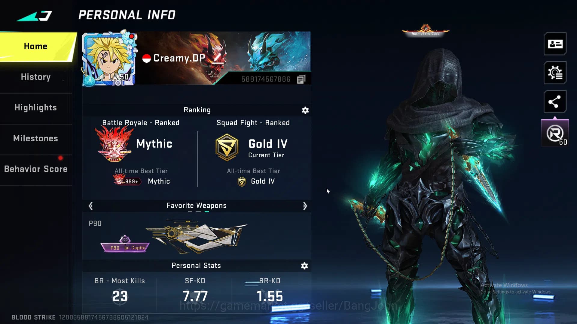 Blood Strike Accounts ASIA|ETHERNAL,KRAKEN,QBZ95,P90|MELE,CHAIN BLADE,GR image 1