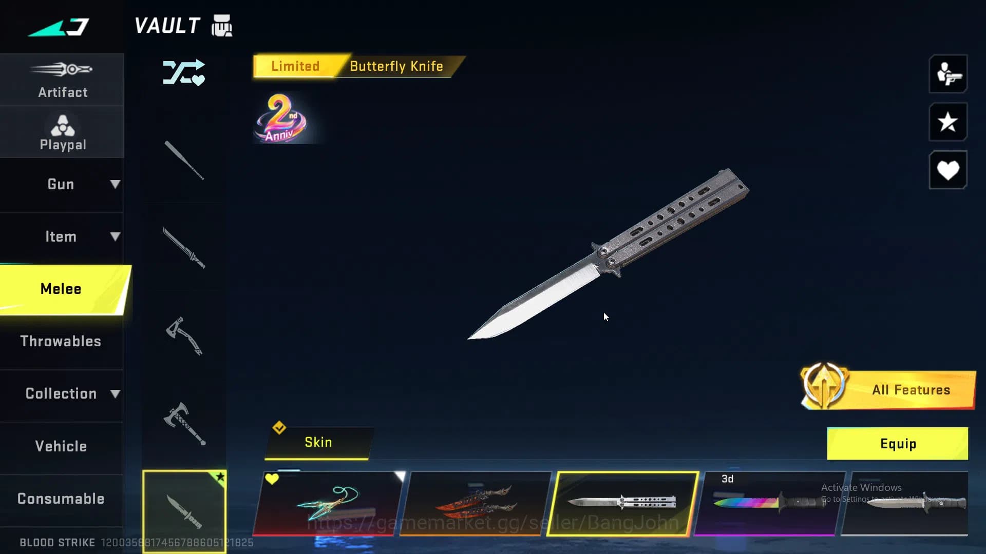 Blood Strike Accounts ASIA|ETHERNAL,KRAKEN,QBZ95,P90|MELE,CHAIN BLADE,GR image 18