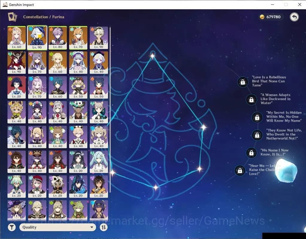 Genshin Impact Accounts Asia|AR55|5Limited+5(*5WP)|(Furina,Durin)+Sign,Nic image 5