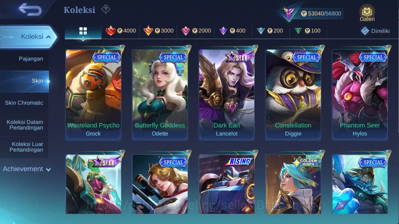 Mobile Legends: Bang Bang Accounts hero 110 skin 228 sanrio florin, KOF karina, risin image 10