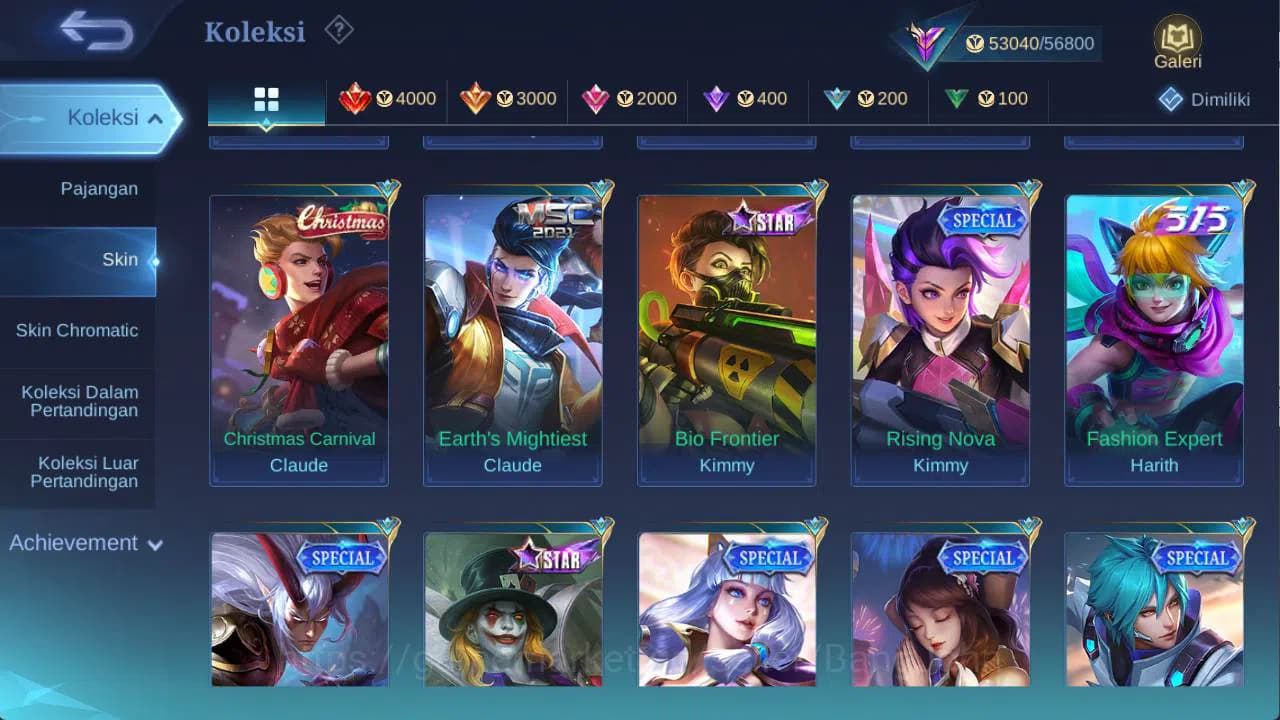 Mobile Legends: Bang Bang Accounts hero 110 skin 228 sanrio florin, KOF karina, risin image 11
