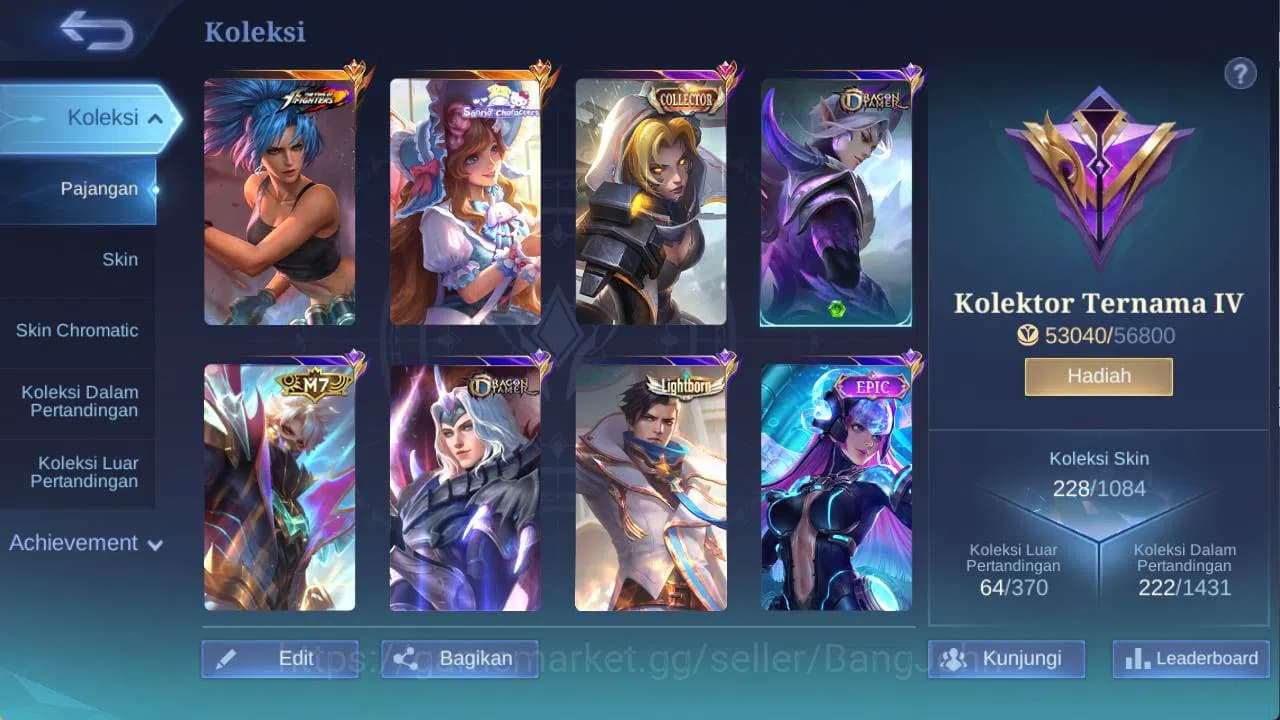 Mobile Legends: Bang Bang Accounts hero 110 skin 228 sanrio florin, KOF karina, risin image 2