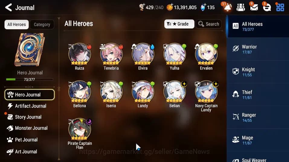 Epic Seven Accounts GLOBAL UNVERIF|New Era|3 ML(Belian,PC Flan,NV Land image 20