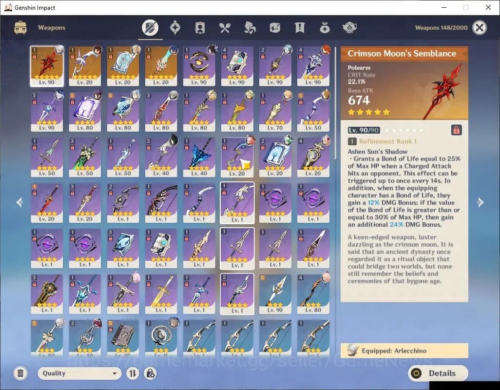 Genshin Impact Accounts ASIA|AR58|9Limited+(*5Weapon)|Arlecchino+Sign,Ziba image 7
