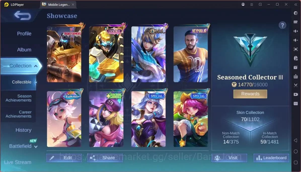 Mobile Legends: Bang Bang Accounts GLOBAL Hero 65 Skin 70|Transformers Roger|Luckybox image 11