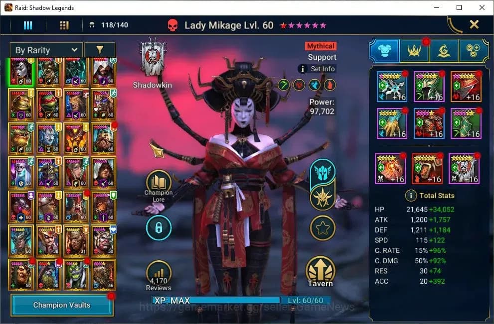 Raid: Shadow Legends Accounts Lv71 2,7M Power|1 Mythic(Lady Mikage)|37 Legend(Ra image 4