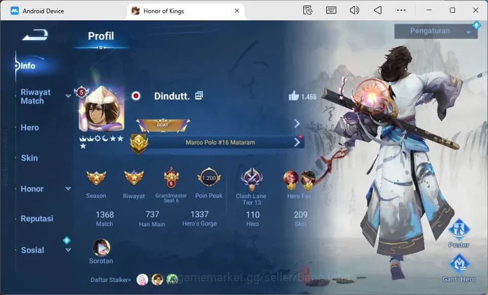 Honor of Kings Accounts Global Hero110 Skin209 |LNY2024 DaQiao+SunCe|KIC L image 2