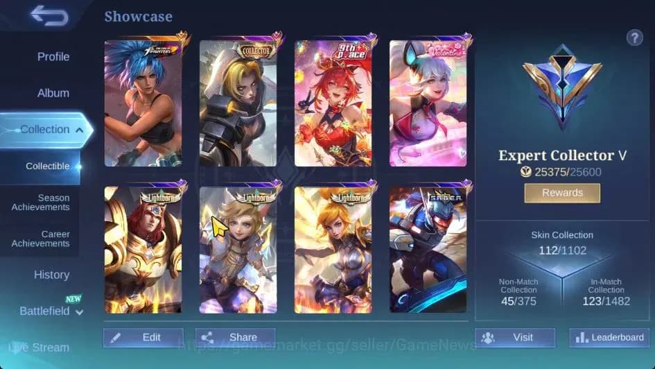 Mobile Legends: Bang Bang Accounts Hero 78|Skin 112|MAX Emblem|KOF Leona Karina, CC N image 3