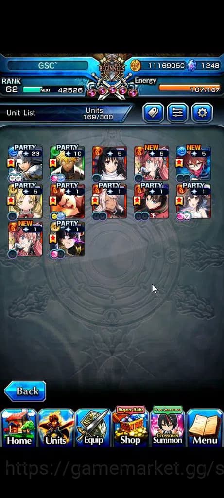 Grand Summoners Accounts Global|Rank 62|1,2k cc|12 Ascend+9 TW|[Roy,B Milim image 1