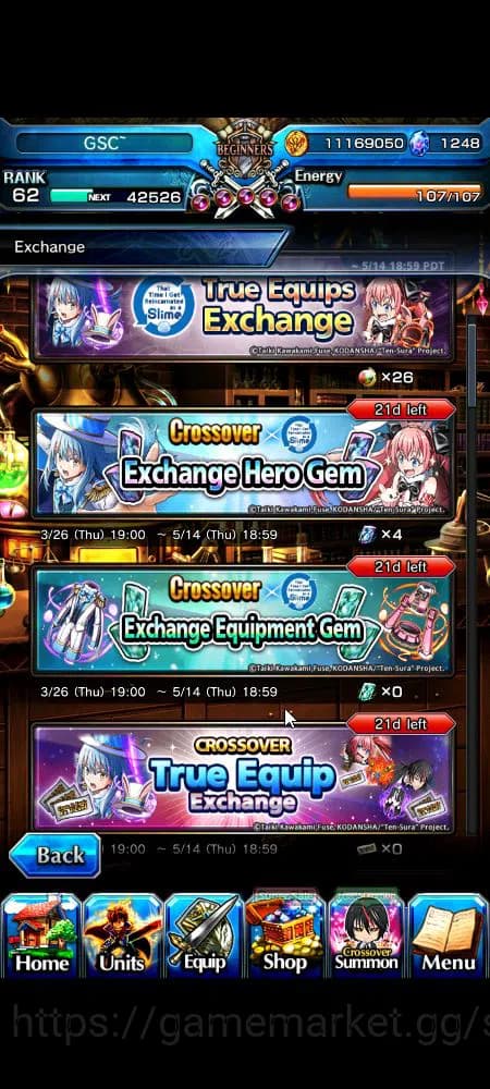 Grand Summoners Accounts Global|Rank 62|1,2k cc|12 Ascend+9 TW|[Roy,B Milim image 11