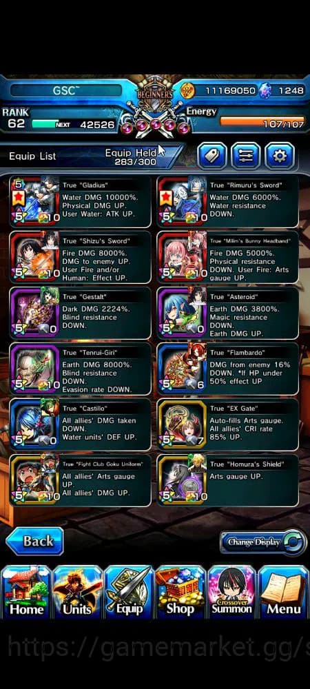 Grand Summoners Accounts Global|Rank 62|1,2k cc|12 Ascend+9 TW|[Roy,B Milim image 15