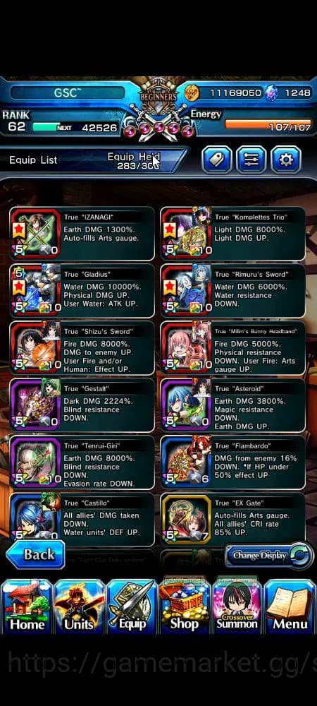 Grand Summoners Accounts Global|Rank 62|1,2k cc|12 Ascend+9 TW|[Roy,B Milim image 16