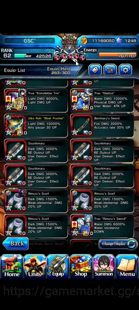 Grand Summoners Accounts Global|Rank 62|1,2k cc|12 Ascend+9 TW|[Roy,B Milim image 7