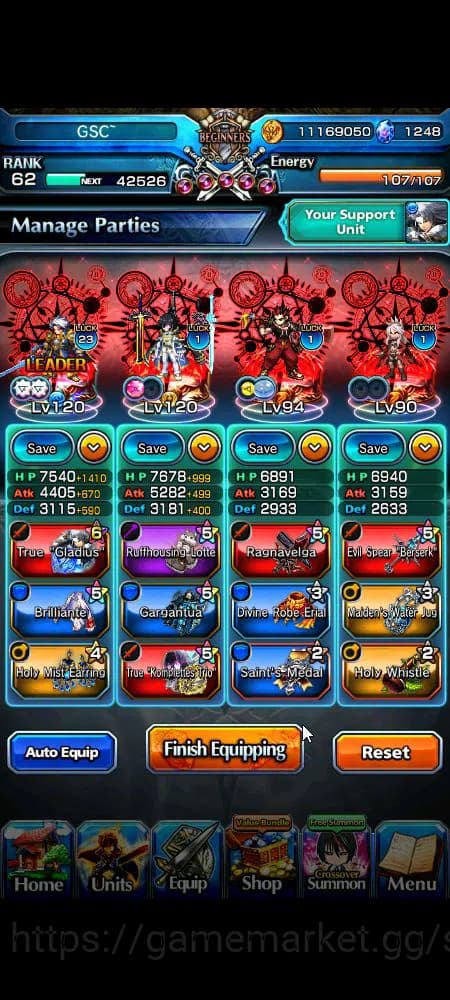 Grand Summoners Accounts Global|Rank 62|1,2k cc|12 Ascend+9 TW|[Roy,B Milim image 9