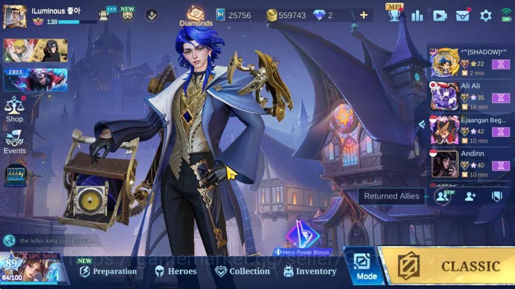Mobile Legends: Bang Bang Accounts Hero 132|Skin 310|High Glory 65|Gusion Legend,Prim image 1