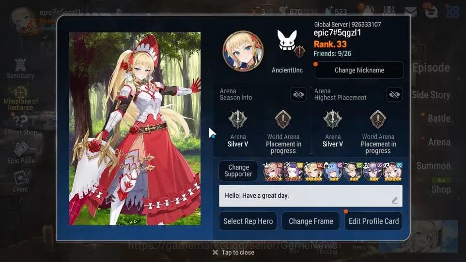 Epic Seven Accounts GLOBAL Unverif|New Era|3 ML(Empyrean Ilynav,TE Kay image 2