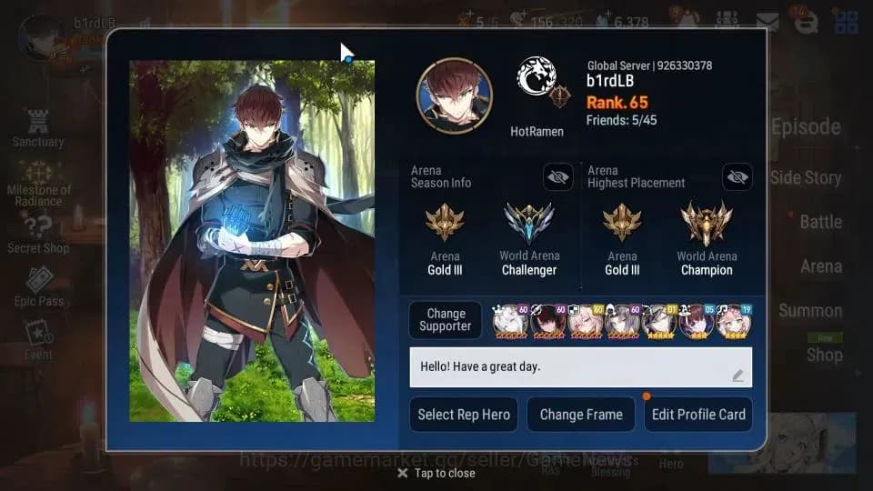 Epic Seven Accounts GLOBAL|UnVerif|15 ML(BArunka,RueleofLight)Setsuka, image 2