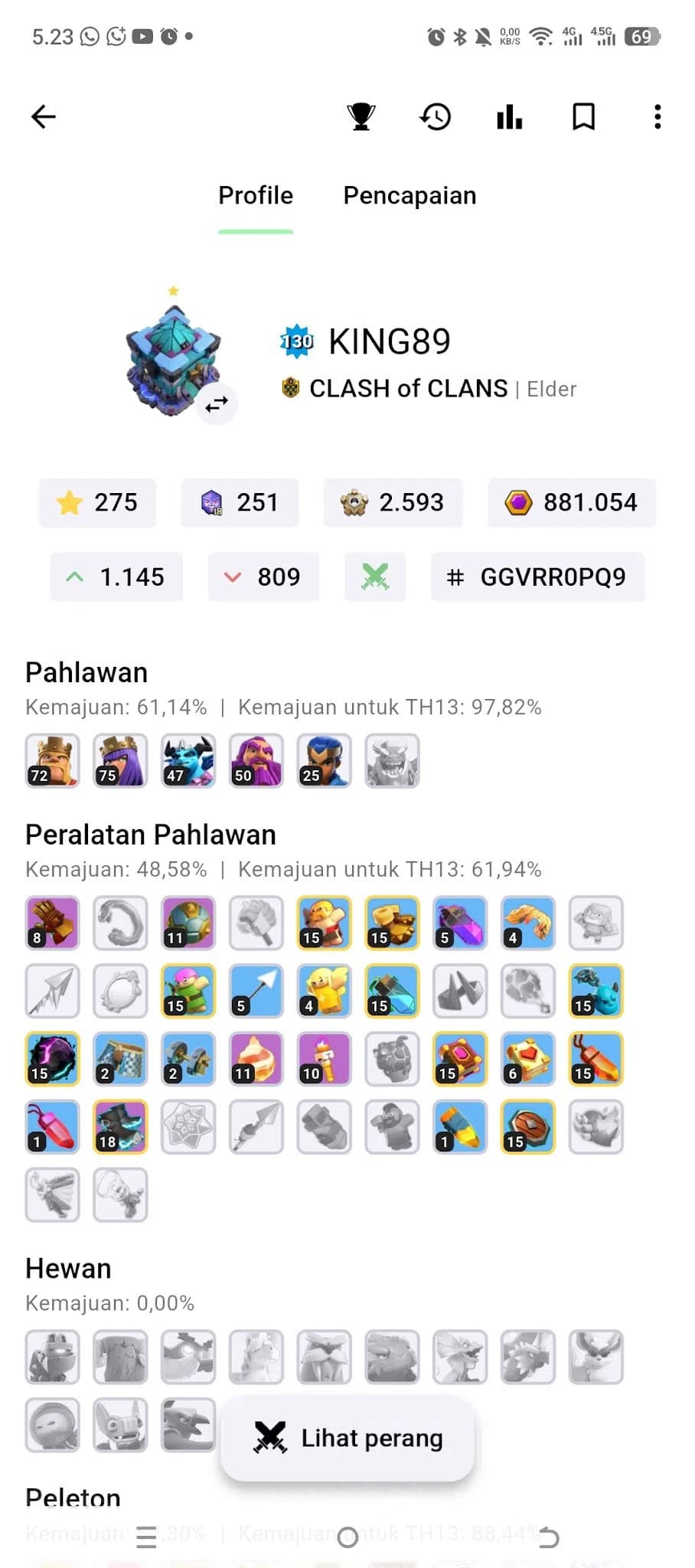 Clash of Clans Accounts TH13 MAX AQ Lvl 75, GW Lvl 50, RC Lvl 25 Heroes, E image 19