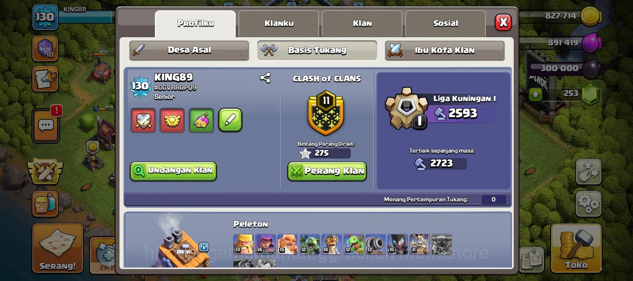 Clash of Clans Accounts TH13 MAX AQ Lvl 75, GW Lvl 50, RC Lvl 25 Heroes, E image 2