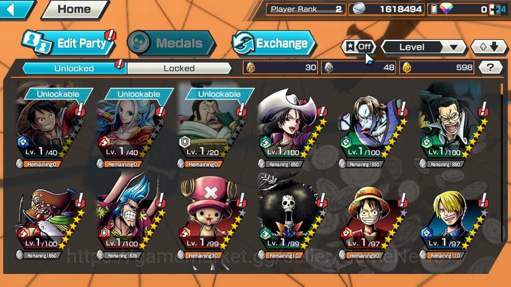 One Piece Bounty Rush Accounts Global|3 EX 5 |Elder St Etehanborn V.Nusjuro,Divin image 4