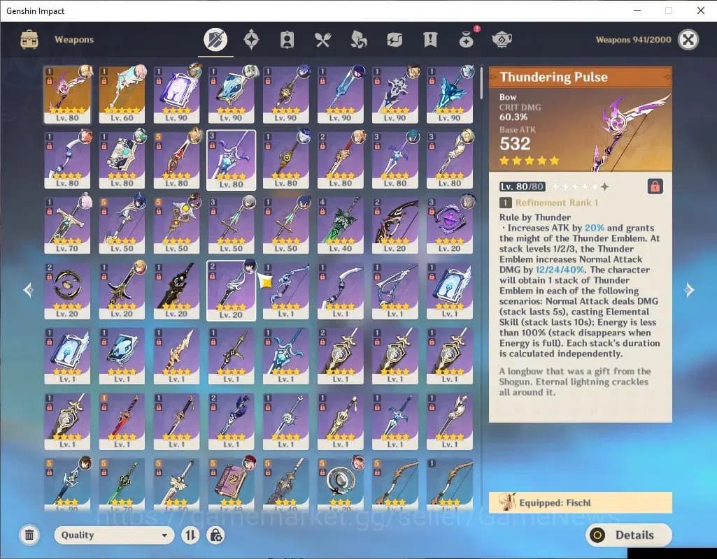 Genshin Impact Accounts Asia|AR56|30(*5Char)+17(*5Weapon)|FlinsC1,Eula,Yel image 4