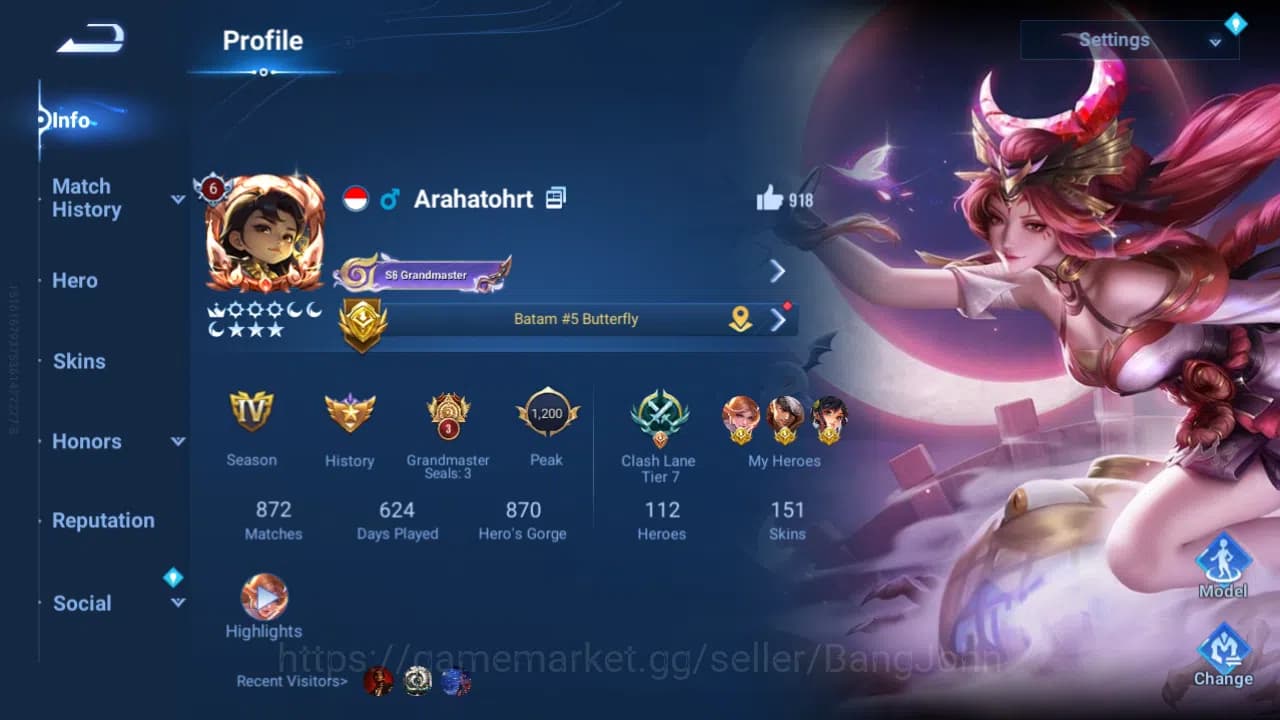 Honor of Kings Accounts Hero 112|Skin 151|4 Blessed |Full LNY2026|Full LOM image 1
