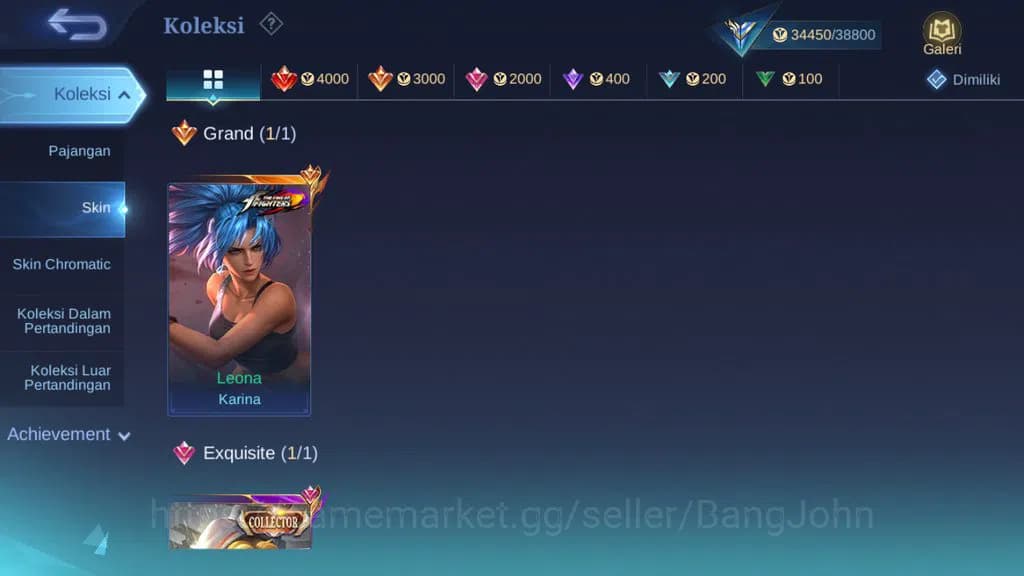 Mobile Legends: Bang Bang Accounts GLOBAL Hero 130 Skin 174 | KOF Karina | CC Nata | image 1
