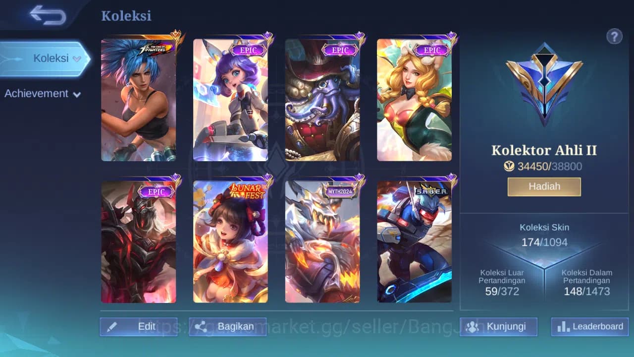 Mobile Legends: Bang Bang Accounts GLOBAL Hero 130 Skin 174 | KOF Karina | CC Nata | image 7