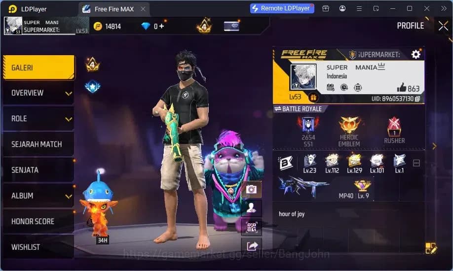 Free Fire Accounts Indonesia | MP40 Chromasonic Lvl 4, SCAR Megalodon image 2
