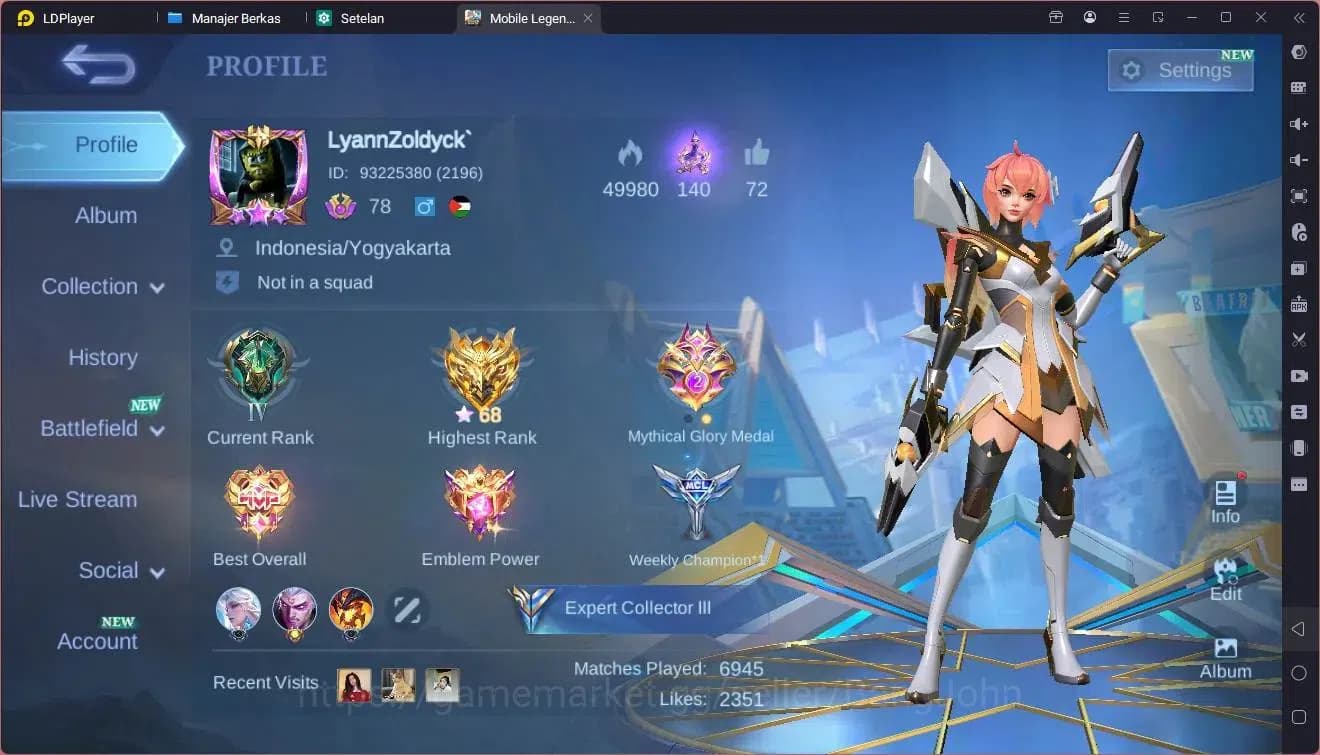 Mobile Legends: Bang Bang Accounts Global | Hero 110 Skin 168|DRAGON Valir Ling Lance image 10