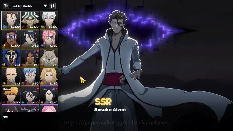 BLEACH: Soul Resonance Accounts NuverseSEA|END Lv73|10 SSR [(AizenB4,KisukeB1,Byak image 1