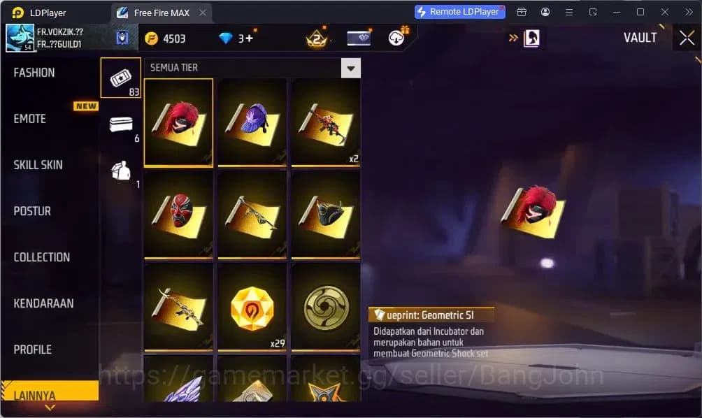 Free Fire Accounts Indonesia | Vault 98 | SG Terompet | SG Lumut | Bu image 15