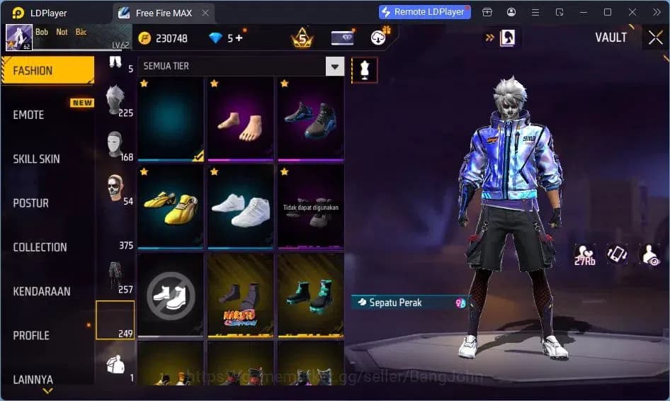 Free Fire Accounts Indonesia | Vault 375 | EVO-SCAR MEGALODON| SG Tro image 14