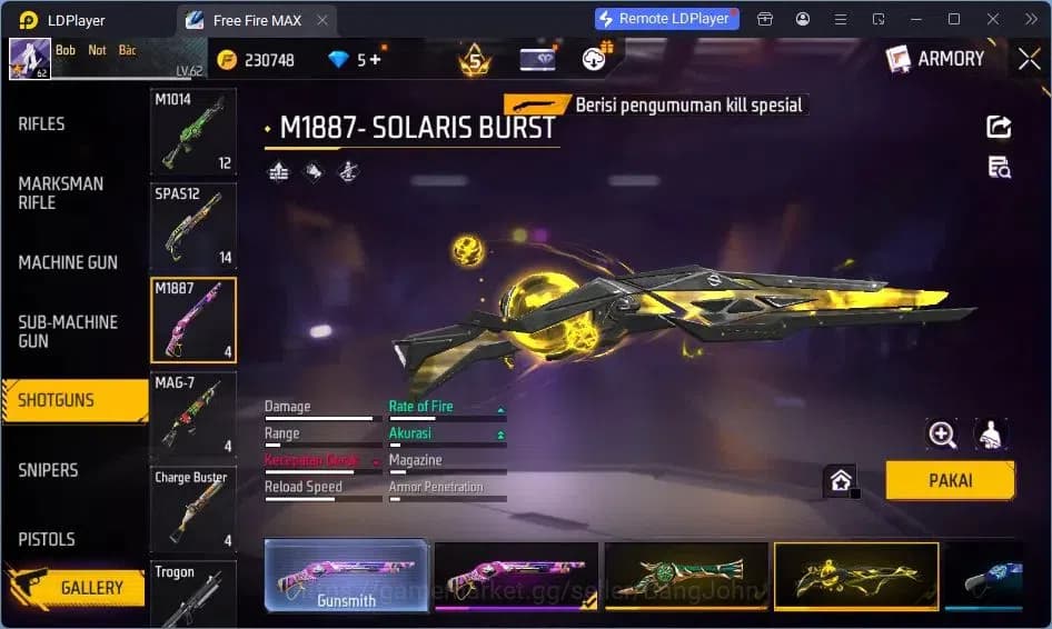 Free Fire Accounts Indonesia | Vault 375 | EVO-SCAR MEGALODON| SG Tro image 5