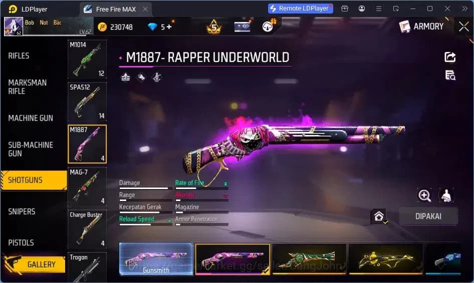 Free Fire Accounts Indonesia | Vault 375 | EVO-SCAR MEGALODON| SG Tro image 7