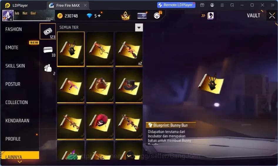 Free Fire Accounts Indonesia | Vault 375 | EVO-SCAR MEGALODON| SG Tro image 8