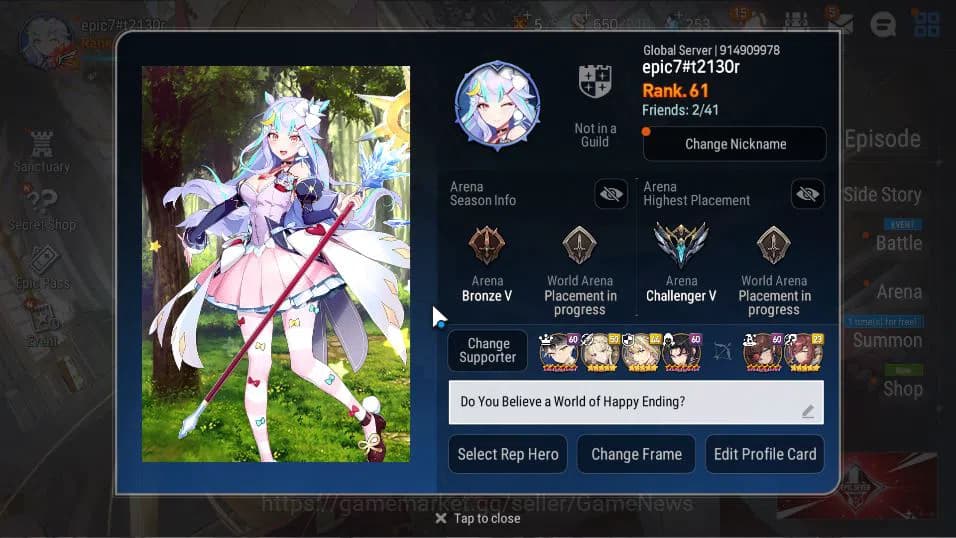 Epic Seven Accounts Global Verif|18 ML (A Tywin,C Lilias,F Cecilia,SP image 2