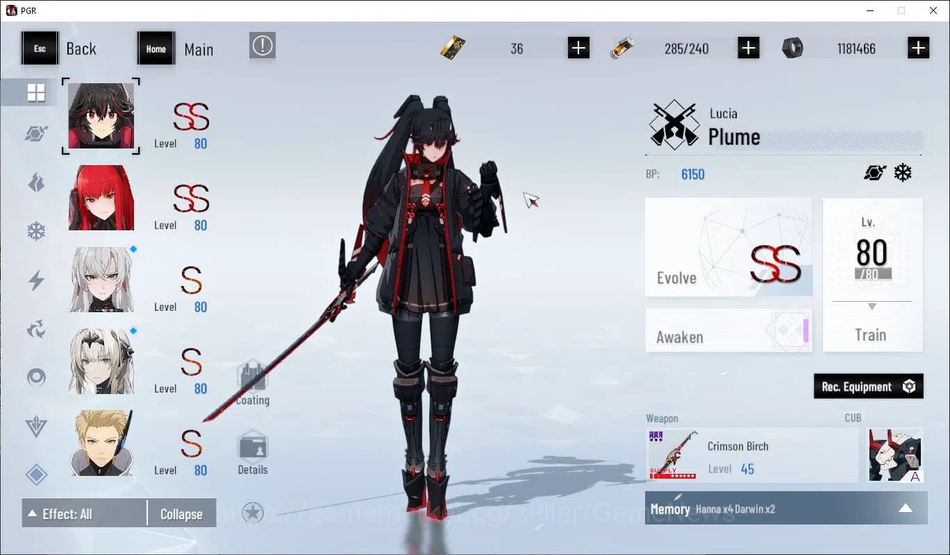 Punishing: Gray Raven Accounts ASIA | Midgame Plume SS+Sign, Rozen SS, S Member ( image 3