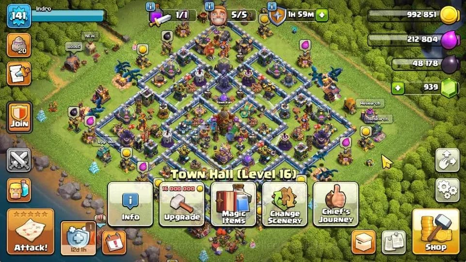 Clash of Clans Accounts TH 16-BH 10|LV 141|Limited Skin|HH 9|BK 64,AQ 70,G image 1