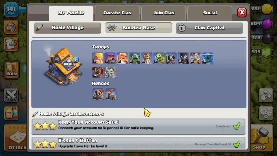 Clash of Clans Accounts TH 16-BH 10|LV 141|Limited Skin|HH 9|BK 64,AQ 70,G image 5