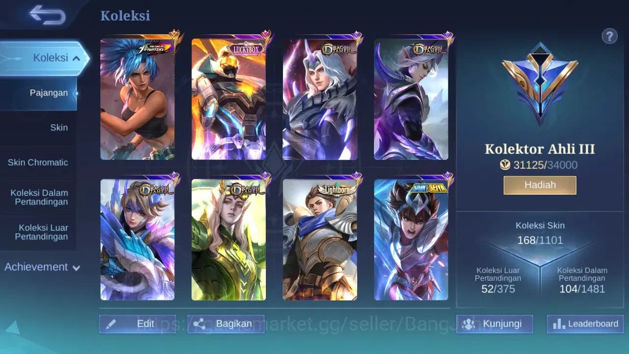 Mobile Legends: Bang Bang Accounts GLOBAL Hero 99 Skin 168 | Luckybox Gatot | Dtamer image 10