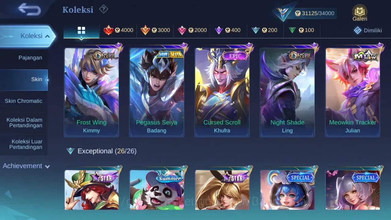 Mobile Legends: Bang Bang Accounts GLOBAL Hero 99 Skin 168 | Luckybox Gatot | Dtamer image 4