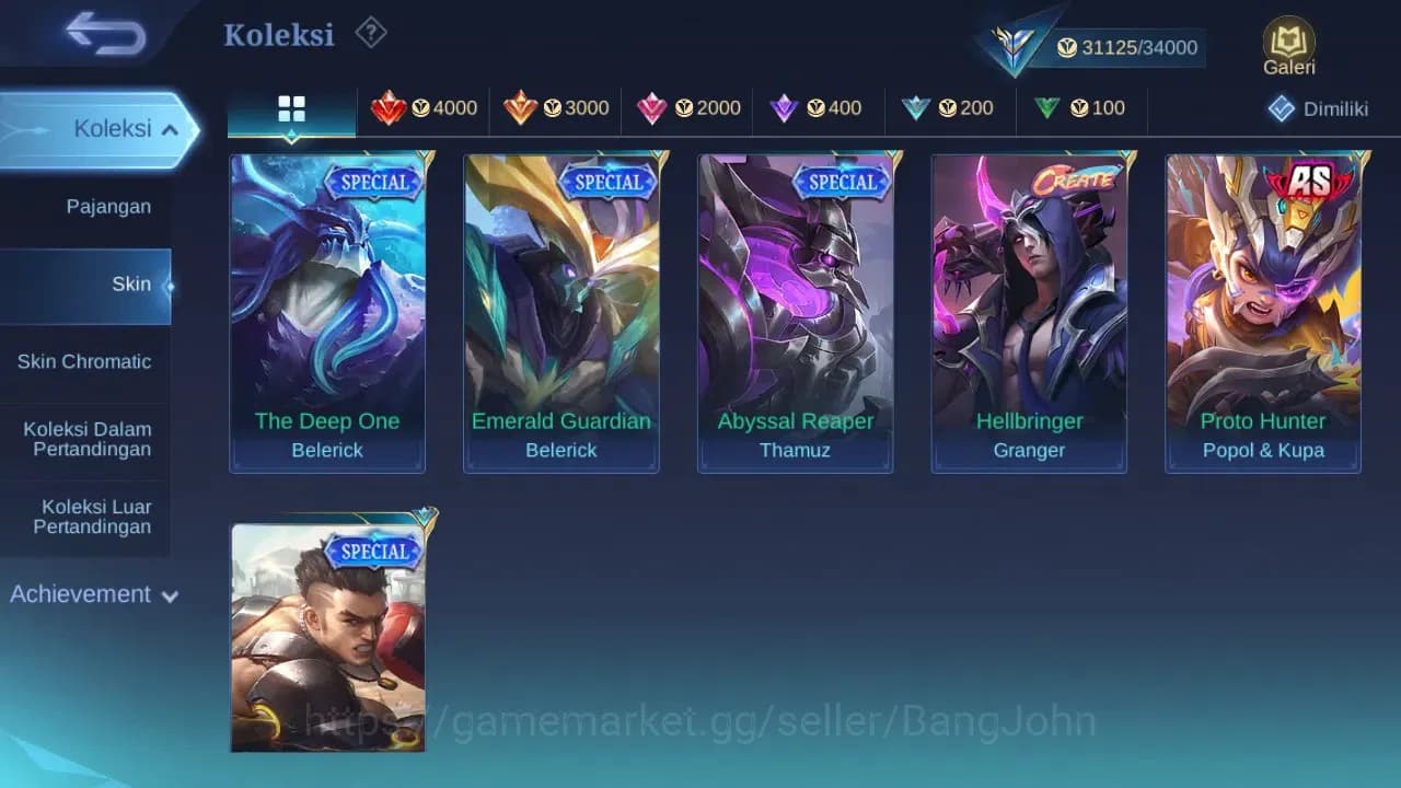 Mobile Legends: Bang Bang Accounts GLOBAL Hero 99 Skin 168 | Luckybox Gatot | Dtamer image 9