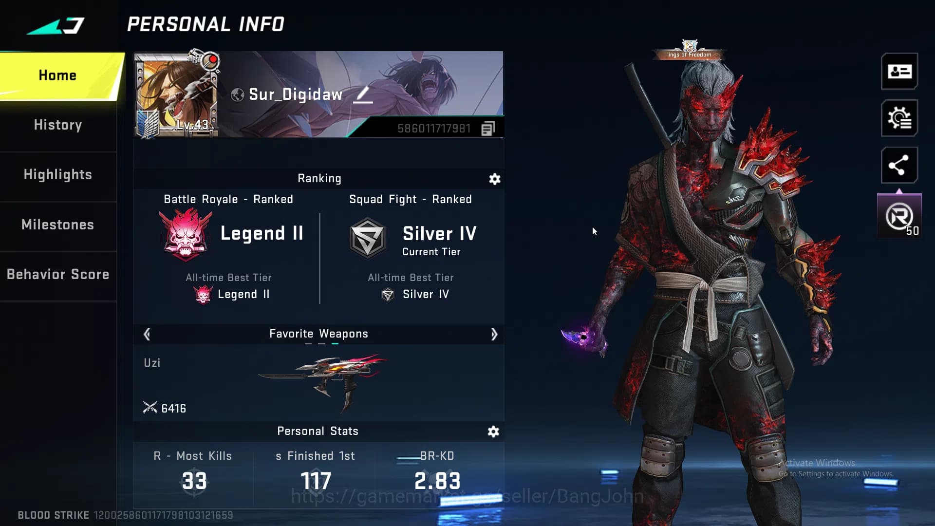 Blood Strike Accounts ASIA | 4 Eternal | Eternal M700 AOT | Eternal Uzi image 1