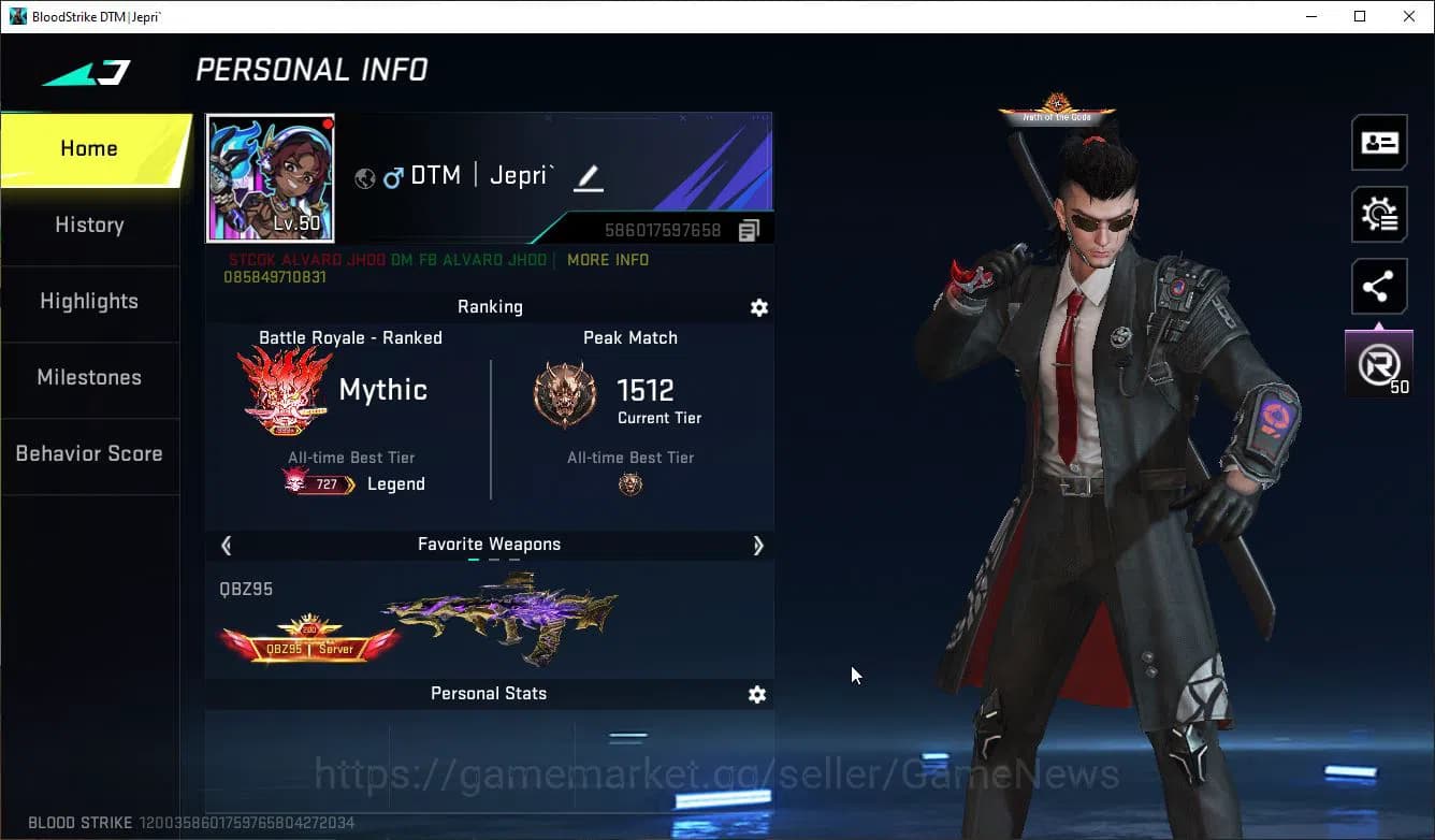 Blood Strike Accounts ASIA|ETERNAL(QBZ95,M82)+3 MELE+Colab 7DS(AK47,M700 image 1