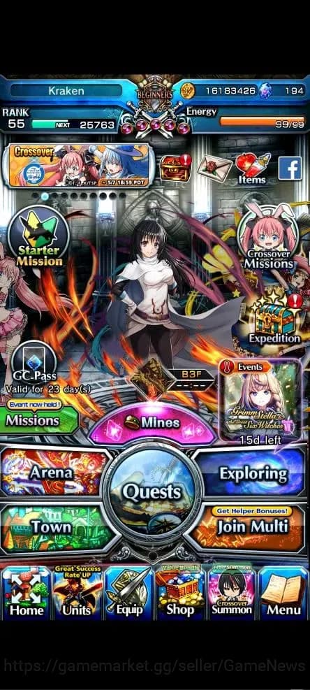 Grand Summoners Accounts Global|Rank 55|194 cc|3 Ascend+3 TW|[Shizu,Bouncin image 1