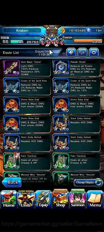Grand Summoners Accounts Global|Rank 55|194 cc|3 Ascend+3 TW|[Shizu,Bouncin image 12