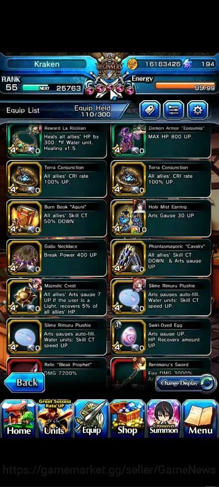 Grand Summoners Accounts Global|Rank 55|194 cc|3 Ascend+3 TW|[Shizu,Bouncin image 16