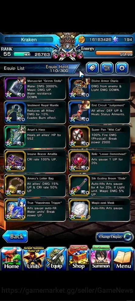 Grand Summoners Accounts Global|Rank 55|194 cc|3 Ascend+3 TW|[Shizu,Bouncin image 18